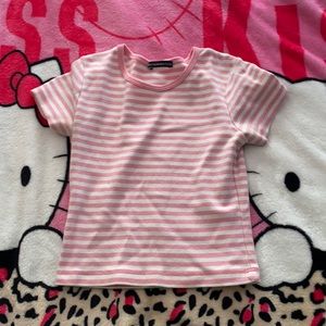 brandy melville striped pink baby tee